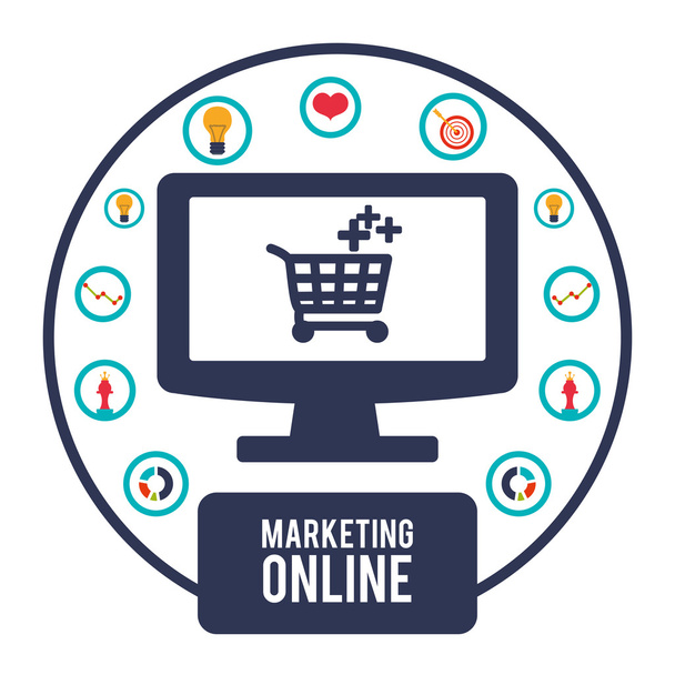 Social Advertising und Online-Marketing - Vektor, Bild