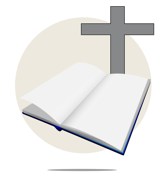 Illustration of white bible with cross - Vector, Image