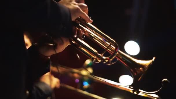 Twee mannen spelen op trompetten op de fase 1 - Video