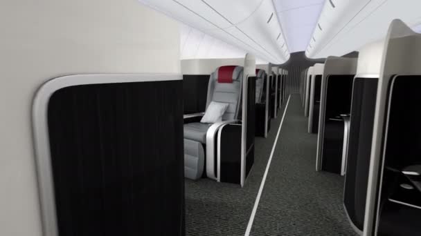 Animación 3D del interior lujoso de la cabina de clase business
 - Imágenes, Vídeo