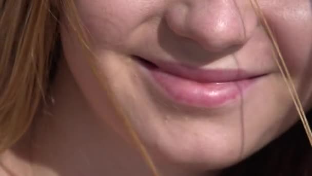 Closeup of Woman's Mouth and Lips - Materiał filmowy, wideo