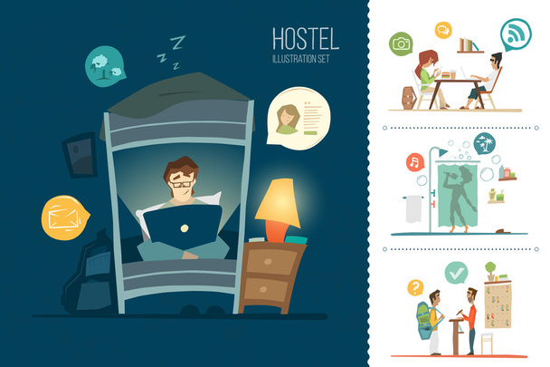 City hostel hotel ilustrace - Vektor, obrázek