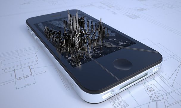 City in a mobile phone - Photo, Image