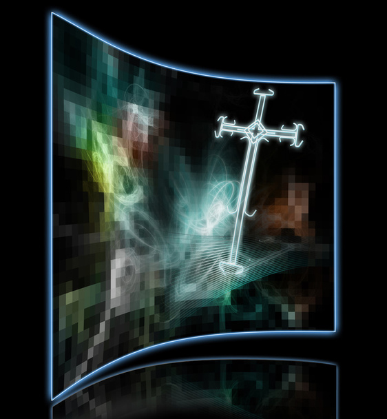 Croix de lumière fabriquée à partir de fils fabriqués dans un logiciel 3D
 - Photo, image