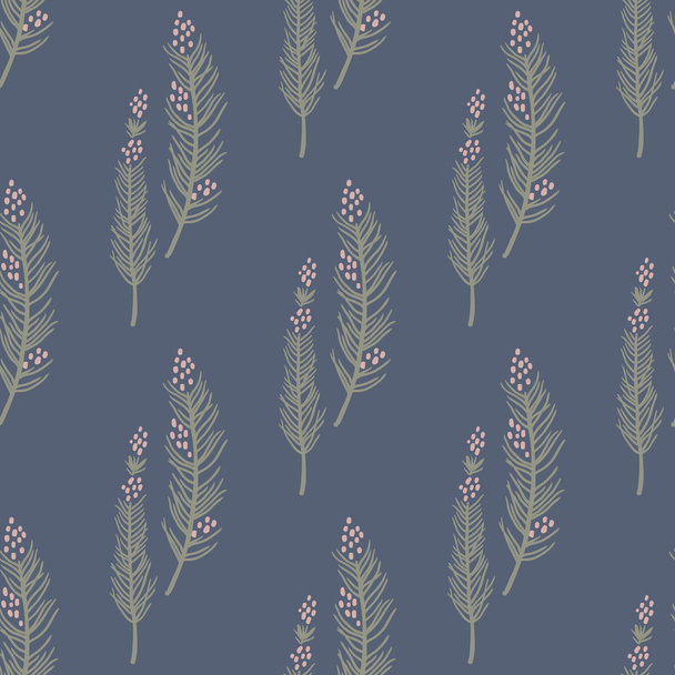Trendy vector seamless pattern with forest plants, leaves,, seeds and cones. - Vektori, kuva