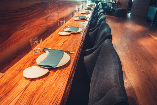 restaurant with table and tableware - Φωτογραφία, εικόνα