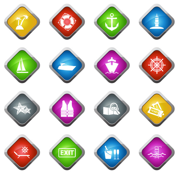 Cruise icons set - Vetor, Imagem
