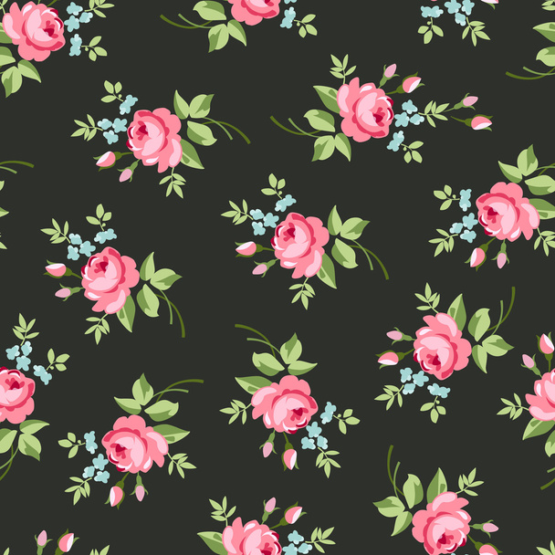 Seamless floral pattern with little red roses - ベクター画像