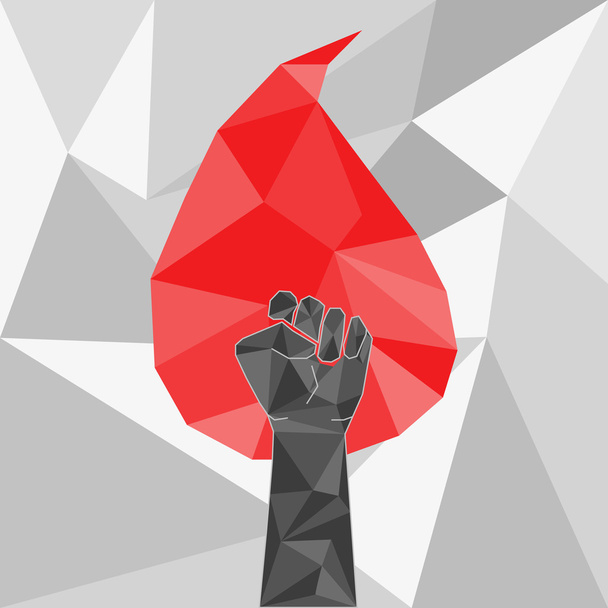 Hand Up revolução proletária em estilo poli baixo triangular
 - Vetor, Imagem