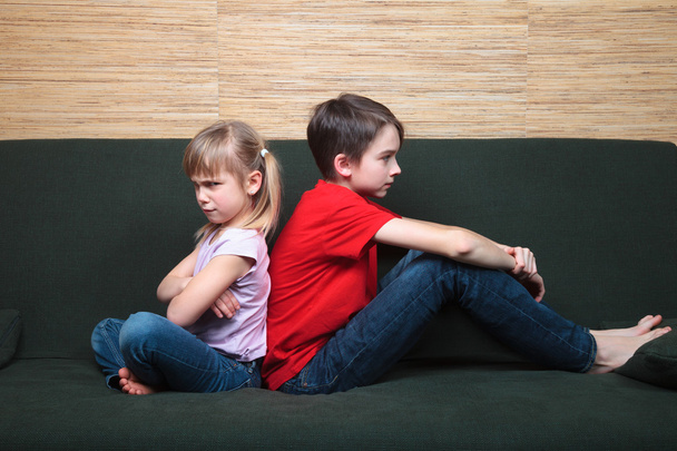 Siblings sulking after fight - Photo, Image