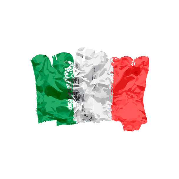 Bandeira da Itália pintada por pincéis. Bandeira de arte. Bandeira aquarela Itália. Bandeira de arte italiana. - Vetor, Imagem