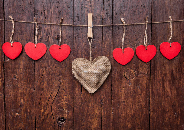 Love concept. Hearts hanging on a string - Foto, imagen