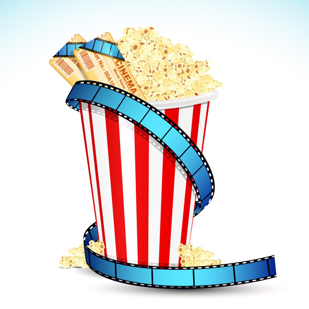 popcorn s film jízdenku - Vektor, obrázek