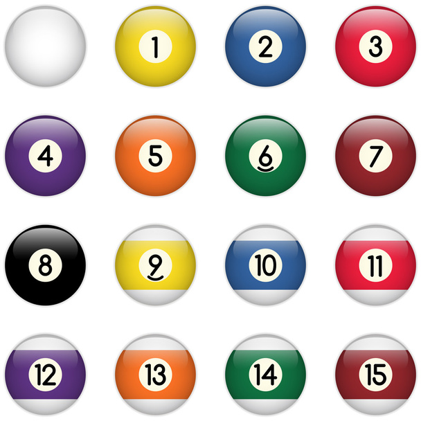 Colored Pool Balls Set from Zero to Fifteen - Vektori, kuva