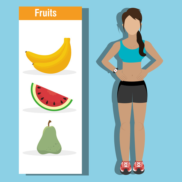 Fitness και υγιεινή διατροφή - Διάνυσμα, εικόνα