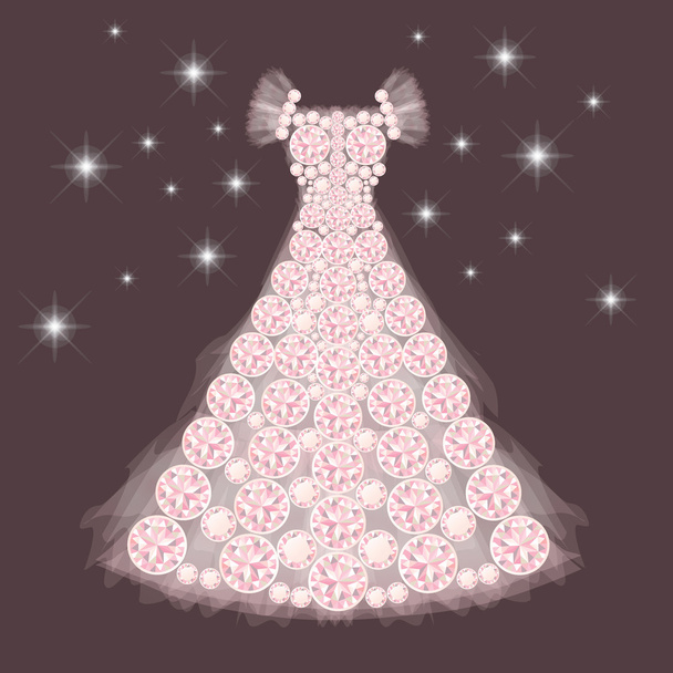 Diamond wedding dress, vector illustration - Vector, Imagen