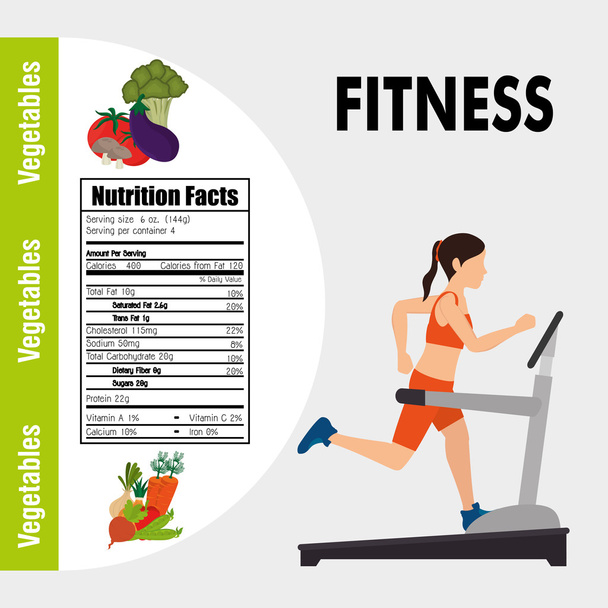 Fitness en gezonde voeding levensstijl - Vector, afbeelding