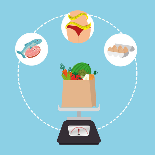 Fitness and healthy food - Vector, Image