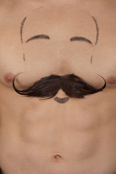 male torso with moustache and beard - Photo, Image