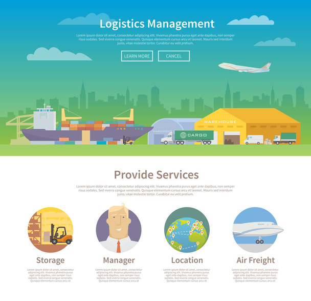 One page web design template. Logistics. - Διάνυσμα, εικόνα