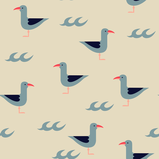gaivotas e ondas sem costura padrão
 - Vetor, Imagem