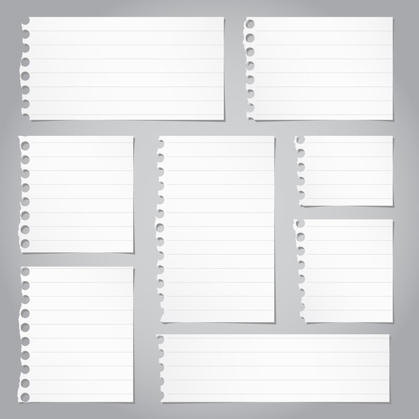 Pieces of torn gray lined note paper - Vector, Image