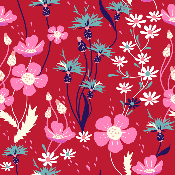 Seamless Flower Pattern - Вектор,изображение