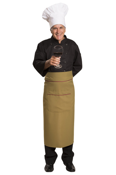 Chef holding wine glass - Zdjęcie, obraz