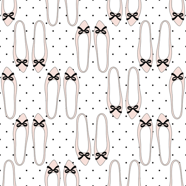 Fashion shoes with bows seamless pattern. Stylish vector illustration. - Vector, Image