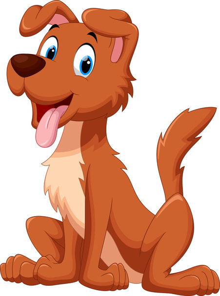 Cartoon dog sit while sticking out his tongue - Διάνυσμα, εικόνα