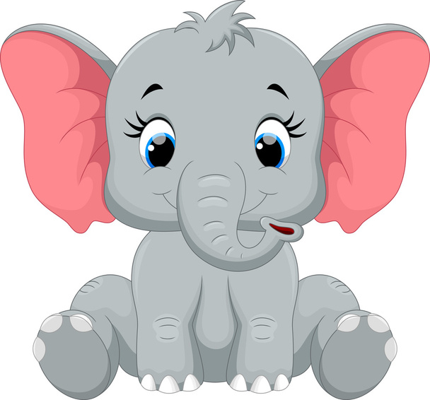 Χαριτωμένο μωρό ελέφαντας γελοιογραφία συνεδρίαση - Διάνυσμα, εικόνα