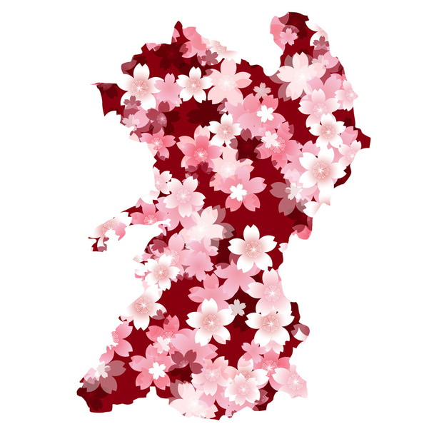 Fleurs de cerisier de printemps Kumamoto
 - Vecteur, image
