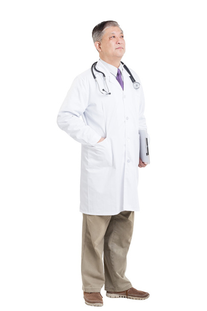 asian man doctor with stethoscope and clipboard - Zdjęcie, obraz