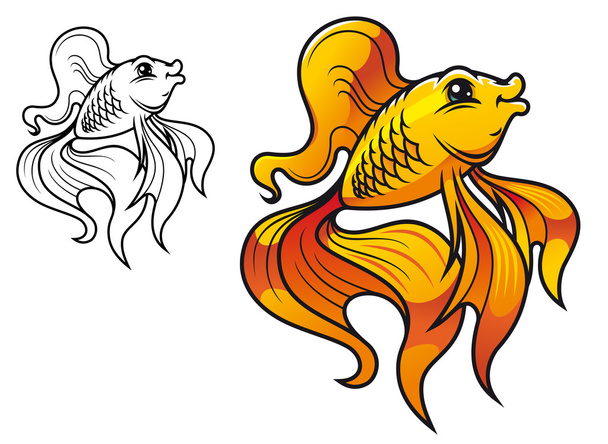 kreslený zlatá ryba - Vektor, obrázek