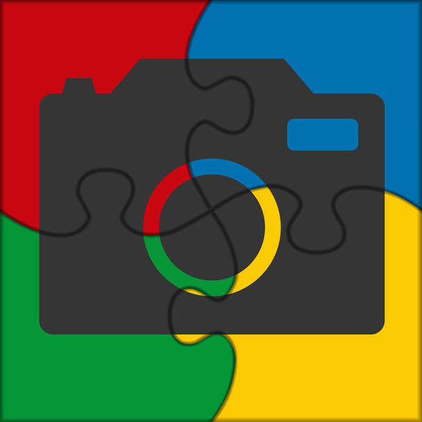 puzzle icon photo camera - Вектор,изображение