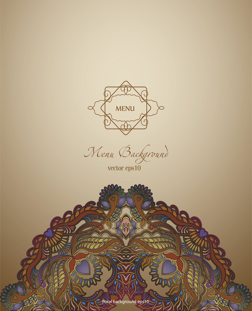 beige  pattern leaflet cover , indian motif - Vektor, Bild