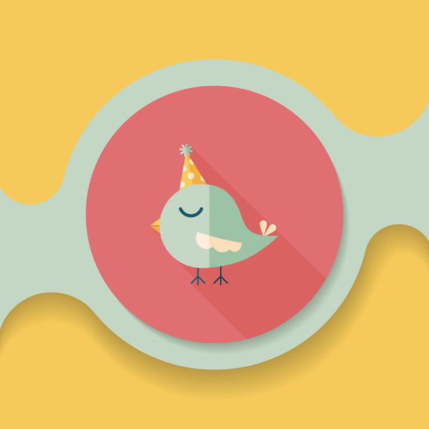 bird with birthday hat flat icon with long shadow,eps10 - Vetor, Imagem