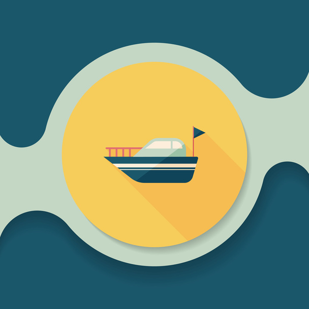 Yacht flat icon with long shadow,eps10 - Vector, Image