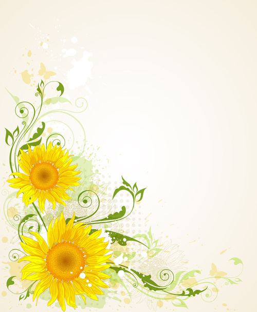 Background with sunflower - Vettoriali, immagini