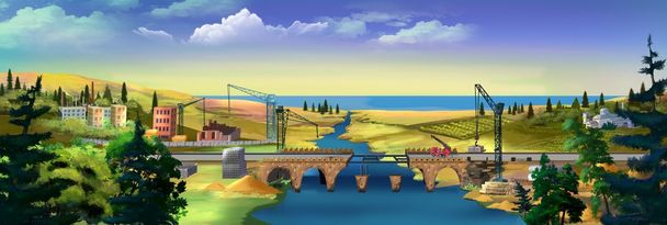 Ponte sulla costruzione del fiume
. - Foto, immagini