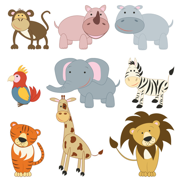 Cartoon african animals set - Vector, Image