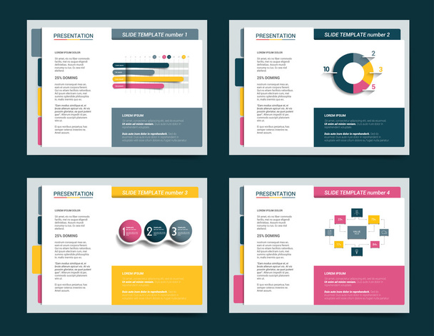 4 presentation business templates. Infographics for leaflet, poster, slide, magazine, book, brochure, website, print. - Vector, Image