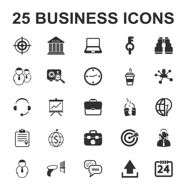Business, Financiën 25 zwarte eenvoudige icon set voor web - Vector, afbeelding