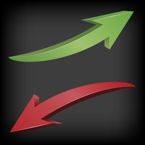 rode en groene pijlen - Vector, afbeelding
