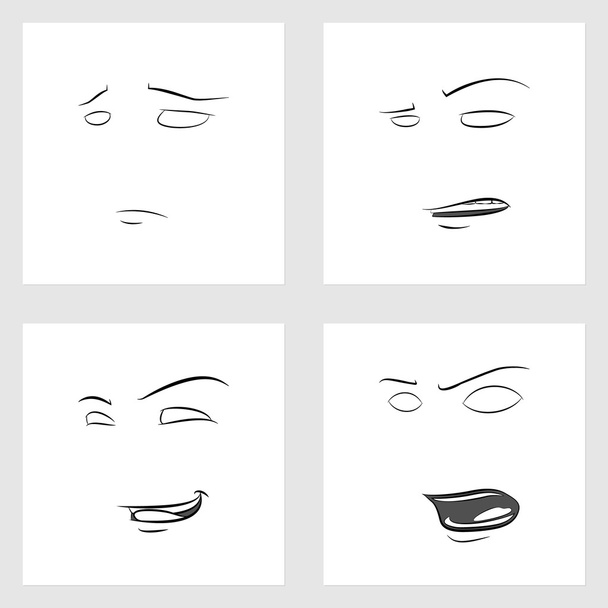 Funny Faces. Showing Emotions - Vector, Image