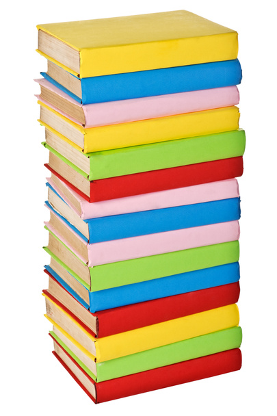 στοίβα από πολύχρωμα πραγματική βιβλία. πλάγια όψη - Φωτογραφία, εικόνα