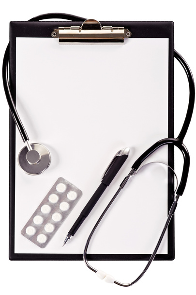 Medical clipboard and stethoscope - Photo, Image