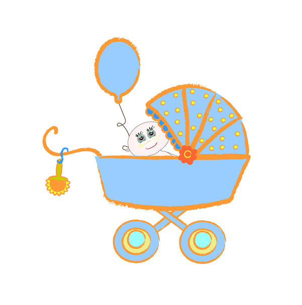 baby buggy. vectorillustratie op witte achtergrond - Vector, afbeelding