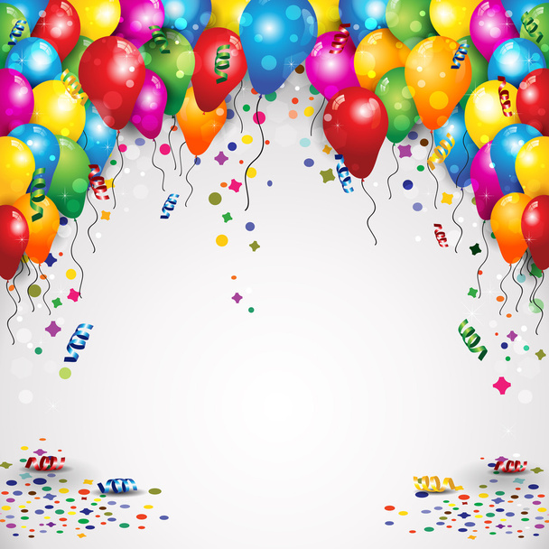 Luftballons und Konfetti - Vektor, Bild