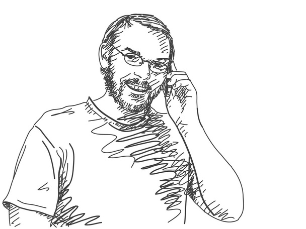 Sketch of man talking mobile phone - Διάνυσμα, εικόνα